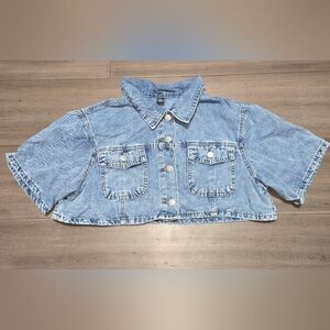 SHEIN Curve Cropped Denim Jacket Size 1XL NWOT